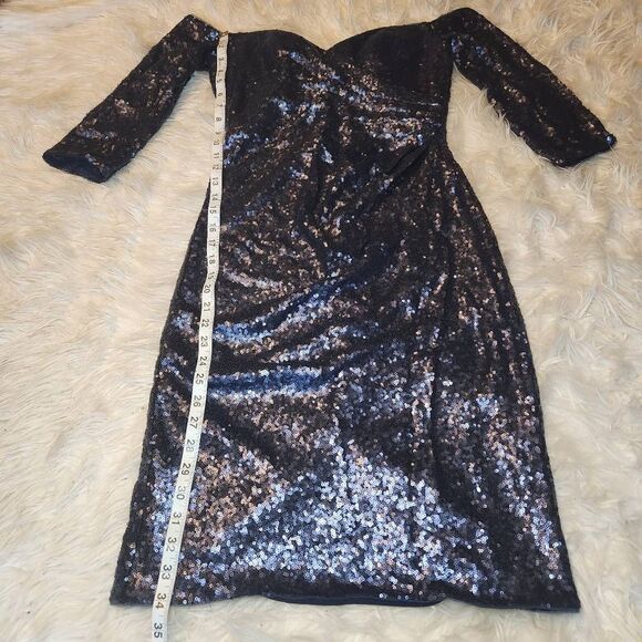 Rene by Rene Ruiz Blue Sequin Ruched Mini Dress - Picture 7 of 11